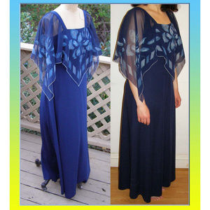 Unique vintage navy blue dress sz 10 bohemian